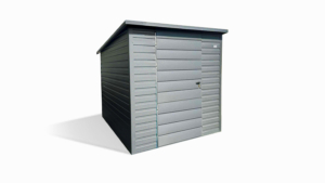 2x3m-es prémium kerti tároló hátra lejtő tetővel, antracitszürke színben, szegélyekkel